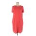 KOY Resort Casual Dress - Shift Crew Neck Short sleeves: Red Solid Dresses - Women's Size Medium