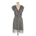 Velvet by Graham & Spencer Casual Dress - Wrap V-Neck Short sleeves: Gray Dresses - Women's Size Small