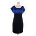 The Limited Cocktail Dress - Party Scoop Neck Short sleeves: Blue Solid Dresses - Women's Size 6