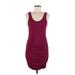 Express Casual Dress - Mini Scoop Neck Sleeveless: Burgundy Solid Dresses - Women's Size Medium