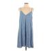 Shein Casual Dress - A-Line V-Neck Sleeveless: Blue Print Dresses - Women's Size Large