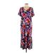 Colleen Lopez Cocktail Dress - A-Line Scoop Neck Short sleeves: Purple Print Dresses - Women's Size Large Petite