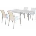 Milani Home - Set tavolo e sedie da giardino per esterno in alluminio cm 90/180x90x75 h con 4