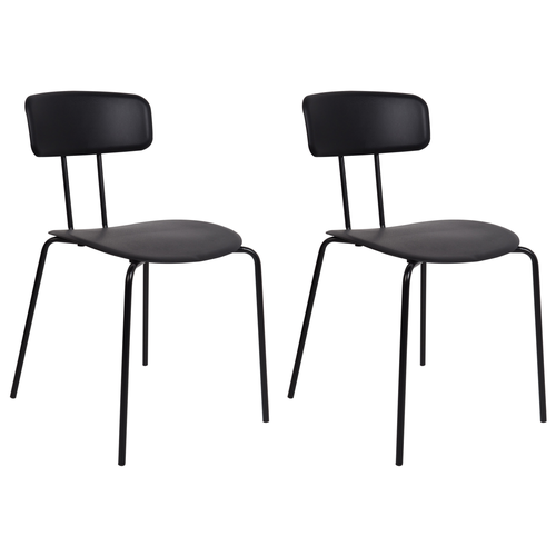Stuhl 2er Set Schwarz Kunststoff und Metall Ohne Armlehnen Modernes Design Sitzmöbel Wohnzimmer Küche Esszimmer Essbereich