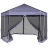 Gazebo Esagonale Pop-Up con 6 Pareti Blu Scuro 3,6x3,1 m