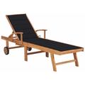 Vidaxl - Lettino Prendisole con Cuscino in Massello di Teak Nero