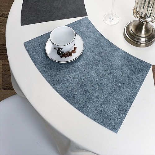 Runde Tischsets aus Kunstleder, 1 Stück, Keil-Tischsets, hitzebeständige runde Tischsets für den Esstisch, wasserfeste, abwischbare PU-Tischsets Image