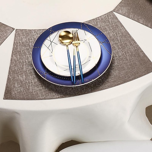 Runde Tischsets aus Kunstleder, 1 Stück, Keil-Tischsets, hitzebeständige runde Tischsets für den Esstisch, wasserfeste, abwischbare PU-Tischsets Image