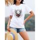 Femme T shirt Tee 100% Coton Animal Soirée du quotidien Blanche Manche Courte mode Col Ras du Cou Coachella Eté