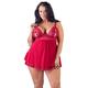 Cottelli CURVES Damen Cottelli Collection with Briefs Babydoll, Rot, XL