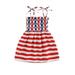 Eyicmarn Toddler Summer A-line Dress Girls Tie-up Smocked Butterfly/ Heart/ Star Stripe Print Spaghetti Strap One-piece