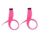 Blekii Clearance Luminous Colored Hair Extensions Party Highlights in Synthetic Hair with Clip Hair Extensions Hot Pink