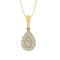 ARAIYA FINE JEWELRY 14K Yellow Gold Diamond Composite Cluster Pendant with Gold Plated Silver Cable Chain Necklace (1/3 cttw I-J Color I2-I3 Clarity) 18