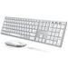 Bluetooth Keyboard and Mouse Combo Multi-Device Rechargeable Slim Keyboards and Mice for Win MacBook Pro Air