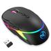 Wireless Gaming Mouse 2.4G Wireless Rechargeable PC Computer Mouse with 7 Buttons 3 Adjustable Levels DPI Up to 2400DPI 7 Colorful LED Lights Ergonomic Optical Mice for Notebook PC Computer Mac