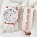 5/2PCS Set Luxury Watch Women Ring Necklace Earrings Rhinestone Wristwatch Female Casual Ladies Watches Bracelet Clock(No Box)