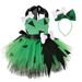 Girls Caveman Dog Bones Historical Cavegirl Tulle Dress Princess Outfits Green 2