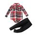 Baby Boys Cotton Plaid Autumn Long Sleeve Pants Romper Bodysuit Set Clothes Toddler for Boys Baby Boy Clothes 18 24 Months Pajamas Toddler Romper 4T Boy Baby Bodysuit Boy Cotton