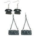 Guichaokj 2 Pairs Phones Earrings Telephone Drop Vintage Radio Resin Miss