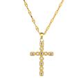 Gold Cubic Zirconia Studded Cross Pendant Necklace Accessories For Women T5Y1