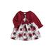 Emmababy Girls Fake Two Piece Floral Long Sleeves A-Line Party Dress