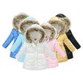 KYAIGUO Hooded Cotton Jackets for Girls Kids Mid-Length Winter Coats Toddler Autumn Winter Thickened Coat Warm and Comfy Glossy Puffer Outerwear for 3-12 Years