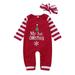 KDFJPTH Baby Autumn New Boy And Girl Cute Baby Christmas Letter Printed Jumpsuit And Hair Band Volleyball Outfits for Teen Girls for Winter New Born