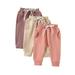 Suealasg Baby Girls 3-Pack Pants Infant Girls Spring Sweatpants Toddler Girls Fall Active Joggers Pants Kids Girls Casual Athletic Trousers Solid Color Pocket Bottoms