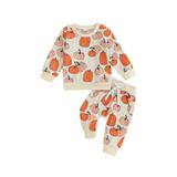 Meihuid Cute Halloween Costume for Babies: Pumpkin Sweatshirt and Pants Set