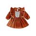 TFFR Baby Girls Velvet Dress 0-2Y Vintage Lace Ruffle Long Sleeve A-Line Dress