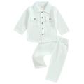 Sunisery Baby Boy Cotton Linen Long Sleeve Button Down Shirt Tops Elastic Waist Pants