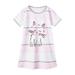 Toddler Fashion Dresses Holiday Playwear For Little Girls Summer Short Sleeve Cartoon Print Night Home Casual Fall Winter Clothes White 110