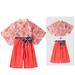 Fall Outfits Spring Summer Floral Cotton Print Short Sleeve Shorts Kimono Pajamas Baby Bodysuit