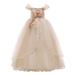 Youmylove Kids Dress Princess Dress Line Shoulder Girls Performance Dress Long Pommel Dress Party Child Leisure Dailywear