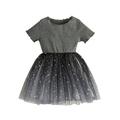 Baby Kids Dresses Holiday Playwear For Little Girls Small Children Dark Gray Striped Shiny Mesh Birthday Fashion Playwear Dres Dark Gray 5Y