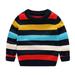 Bnwani Toddler Sweaters Girls Black Size 2-3 Years Winter Boys Girls Stripe Round Neck Pullover Classic Sweater