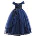 Youmylove Kids Dress Princess Dress Line Shoulder Girls Performance Dress Long Pommel Dress Party Child Dailywear