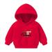 Virmaxy Christmas Toddler Baby Boys Girls Cute Hoodies Deer Tree Printed Letter Graphic Hoodies Long Sleeve Pullover Plush Sweatshirt with Robbie Cuffs For The Baby Christmas Gifts Red-B 2T