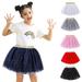 Elainilye Fashion Toddler Girls Tutu Skirt Party Performance Dress Solid Color Net Yarn Sequins Stars Tulle Skirt Sizes 2-14Y Black