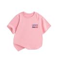 Virmaxy Toddler Baby Girls Boys Shirt Independence Day Gift Kids T-shirt Funny Youth Shirt Solid Letter Graphic Short Sleeve Basic Tee Shirt Spring Summer Trendy Versatile Blouse Pink 1T