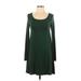 Forever 21 Casual Dress - A-Line Scoop Neck Long sleeves: Green Solid Dresses - Women's Size X-Small