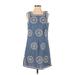 Tory Burch Casual Dress - Mini Square Sleeveless: Blue Dresses - Women's Size Small