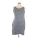 Leith Casual Dress - Mini Scoop Neck Sleeveless: Gray Marled Dresses - Women's Size 2X