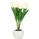 Tlily - Lampe Tulipe, Nouvelle Lampe de Table led Simulation Tulipe Veilleuse avec Vase, Lampe de
