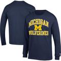 Champion Navy Michigan Wolverines High Motor T-shirt à manches longues pour hommes - Homme Taille: M