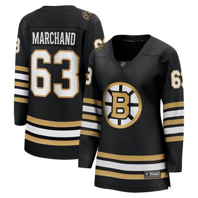 Schwarzes Boston Bruins Premier Breakaway-Spielertrikot zum 100. Jubiläum von Brad Marchand für Damen von Fanatics