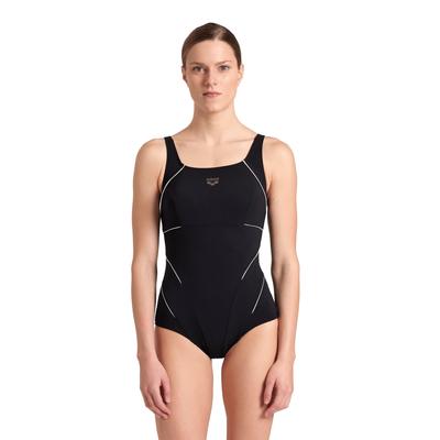 Badeanzug ARENA "W JEWEL ONE PIECE LOW C CUP", Damen, Gr. 40, N-Gr, schwarz-weiß (schwarz, weiß), Obermaterial: 68% Polyamid, 32% Elasthan, sportlich, Badeanzüge Image