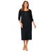 Plus Size Women's Knit T-Shirt Dress by Jessica London in Black (Size 24 W) Stretch Jersey 3/4 Sleeves