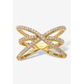 Women's .57 Tcw Cubic Zirconia 14K Yellow Gold-Plated Sterling Silver Crossover Ring by PalmBeach Jewelry in Gold (Size 9)