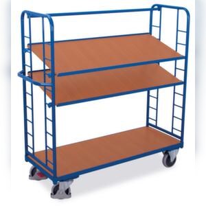 VARIOfit Etagenwagen, Tragl. 250kg, 3 Etage(n), Ladefl. LxB 1320x535mm, Holzböden, neigbar Image